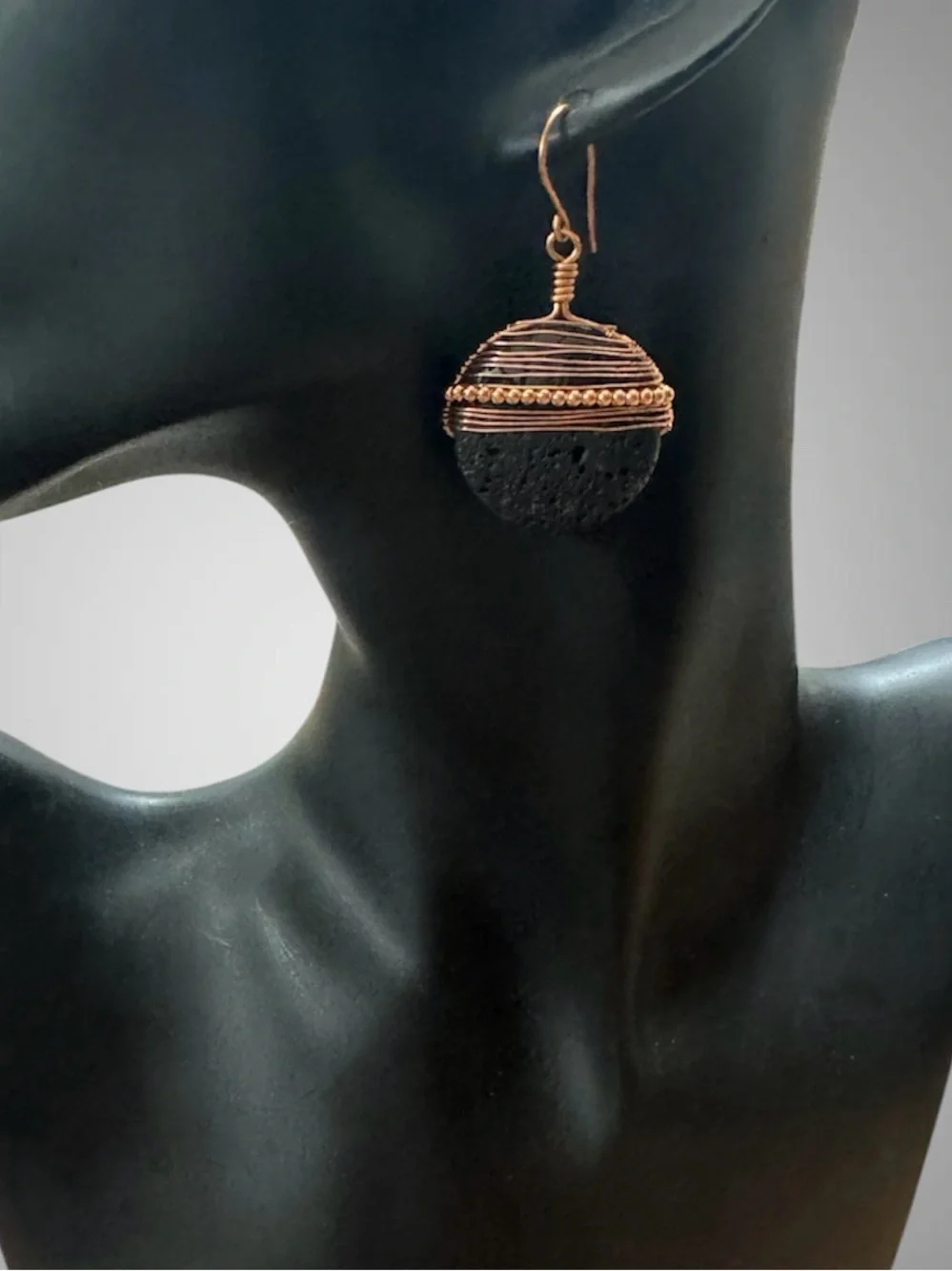 LAVA (SIMULATED) AND COPPER EARRINGS